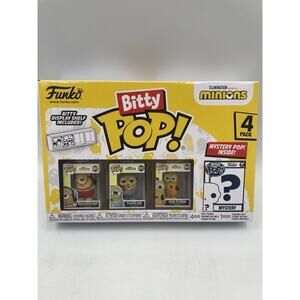 4PK-Funko Bitty Pop-Minions- Roller Skating Stu/Pajama Bob/Kung Fu Kevin/Mystery